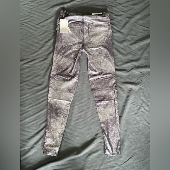 Zara Metallic Skinny Moto Biker Pant XS! Super Soft! Never worn. Tags attached - Picture 2 of 3